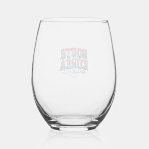 South Korea Soccer 2026 Soccer Bold Country Typogr Stemless Wine Glass