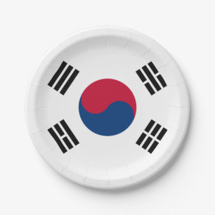 South Korea (South Korean) Flag Paper Plate