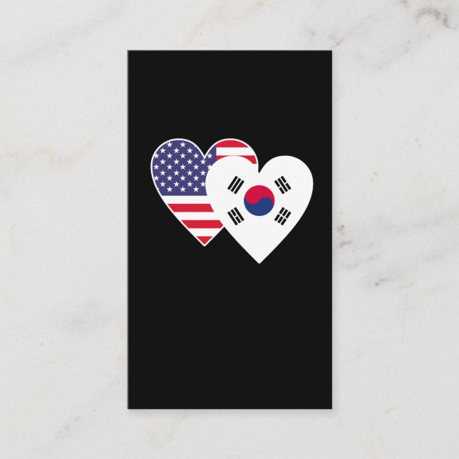 South Korea USA Flag Twin Heart Korean Americans Business Card (Front)