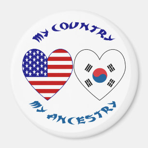 South Korea USA Heart Flag Heritage Magnet
