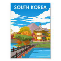 South Korea Vintage Minimal Retro Travel Poster