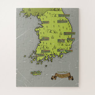 South Korea vintage style map Jigsaw Puzzle