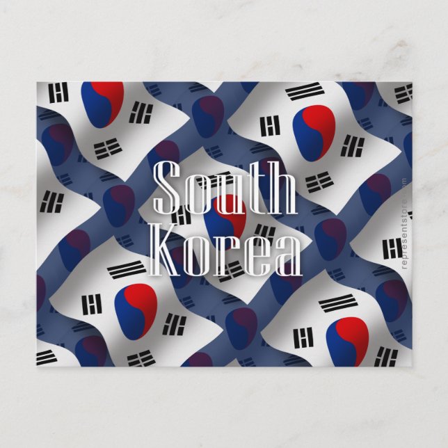South Korea Waving Flag Postcard (Front)