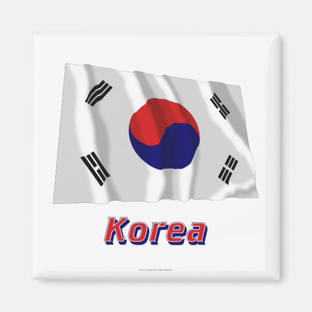 South Korea Waving Flag with Name Magnet (Front)