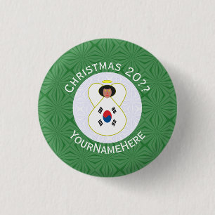 South Korean Angel Christmas Flag Personalised 3 Cm Round Badge
