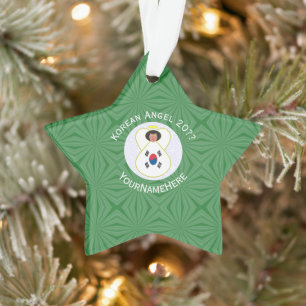 South Korean Angel Christmas Flag Personalised  Ornament