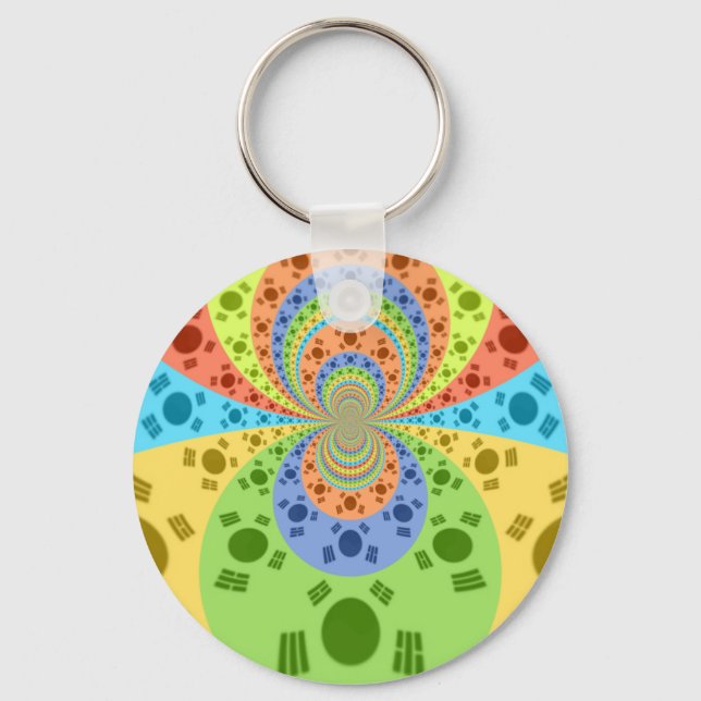 South Korean Flag Inspired Abstract Art Print Key Ring (Front)