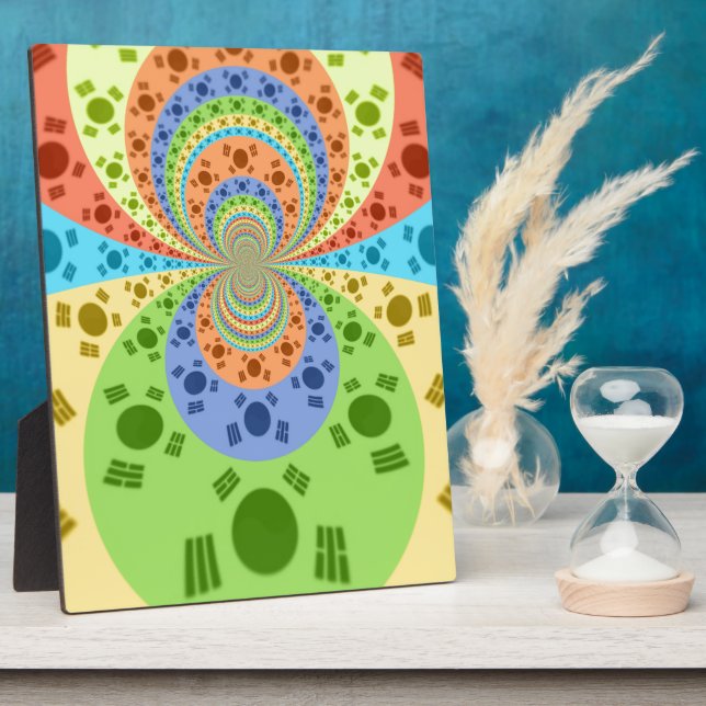 South Korean Flag Inspired Abstract Art Print Plaque (Side)