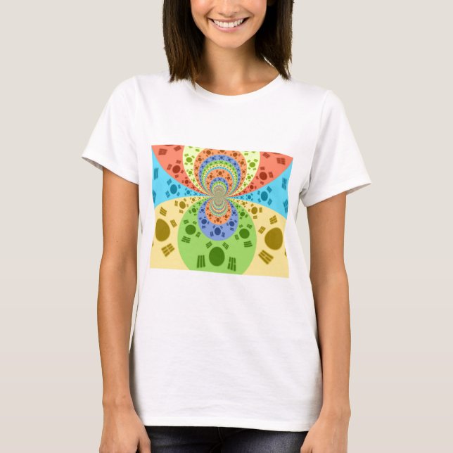 South Korean Flag Inspired Abstract Art Print T-Shirt (Front)
