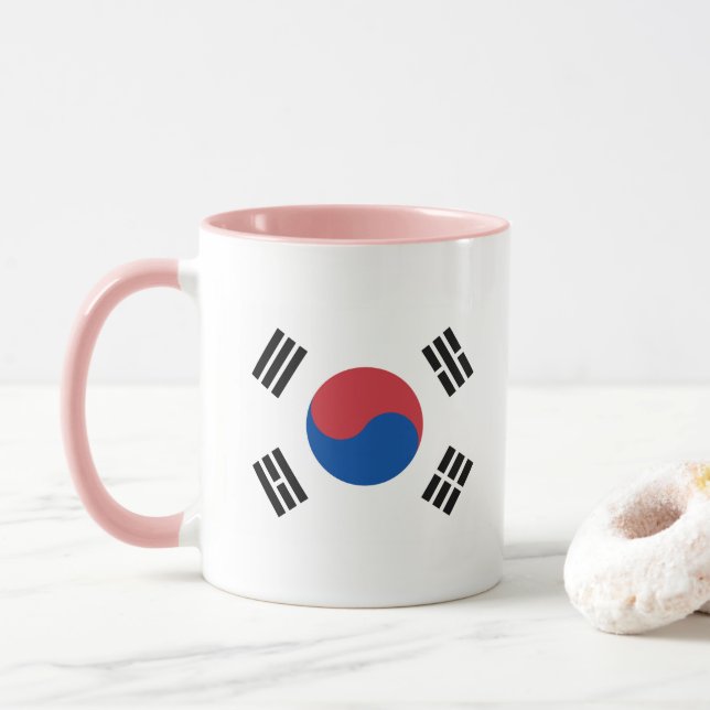 South Korean Flag - Korea - Taegeukgi - 대한민국의 국기 Mug (With Donut)
