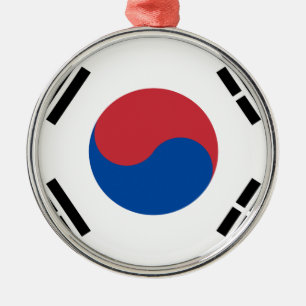 South Korean Flag - Korea - Taegeukgi - 대한민 Metal Tree Decoration
