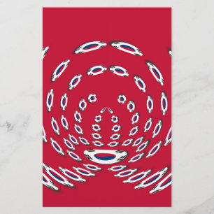 South Korean Flag Polka Dots: A Floral Twist Stationery