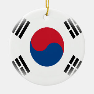 South Korean Flag Taeguki Ceramic Tree Decoration