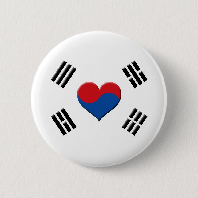 South Korean Heart 6 Cm Round Badge (Front)