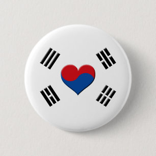 South Korean Heart 6 Cm Round Badge