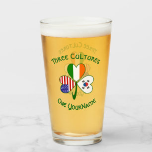 South Korean Irish American Flag Shamrock Personal Glass