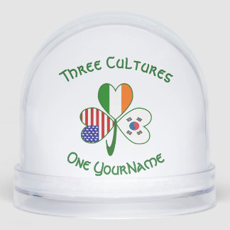 South Korean Irish American Flag Shamrock Personal Snowglobe