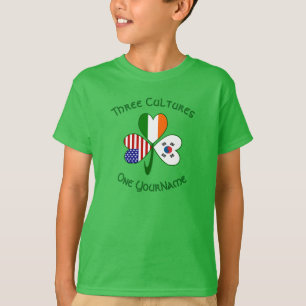 South Korean Irish American Flag Shamrock Personal T-Shirt