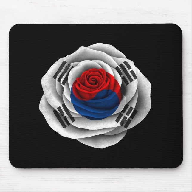 South Korean Rose Flag on Black Mouse Pad (Front)
