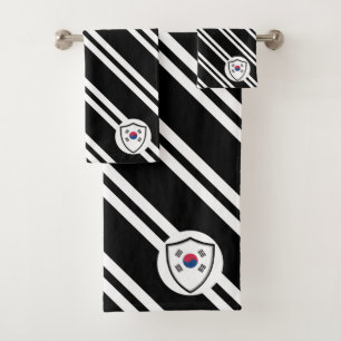 South Korean shield flag bath towel set