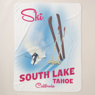 South Lake Tahoe Ski poster Sherpa Blanket