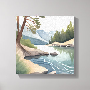 South Lake Tahoe   Watercolor Landscape Canvas Print