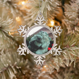South Lion at the Art Institute of Chicago Snowflake Pewter Christmas Ornament