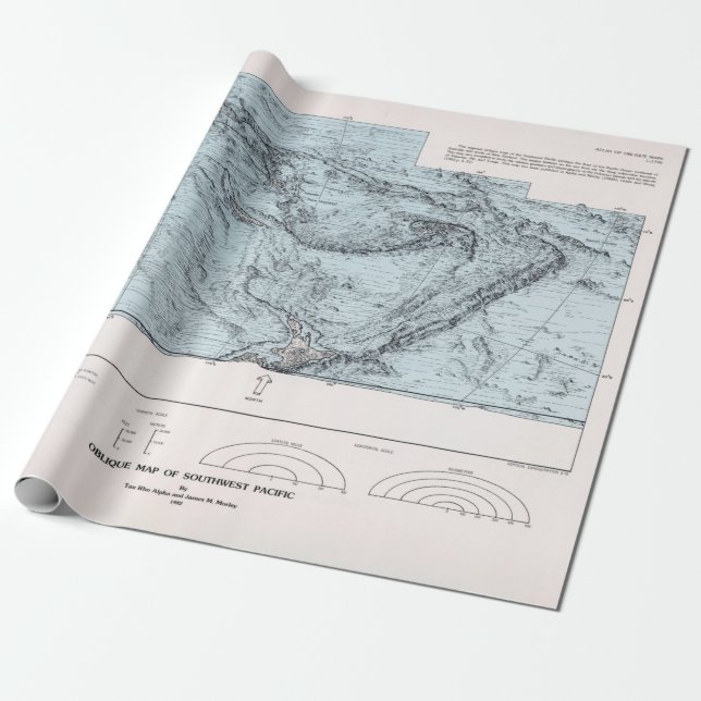 South Pacific Ocean Floor Map (1982)  Wrapping Paper (Unrolled)