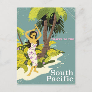 South Pacific vintage travel poster Postcard