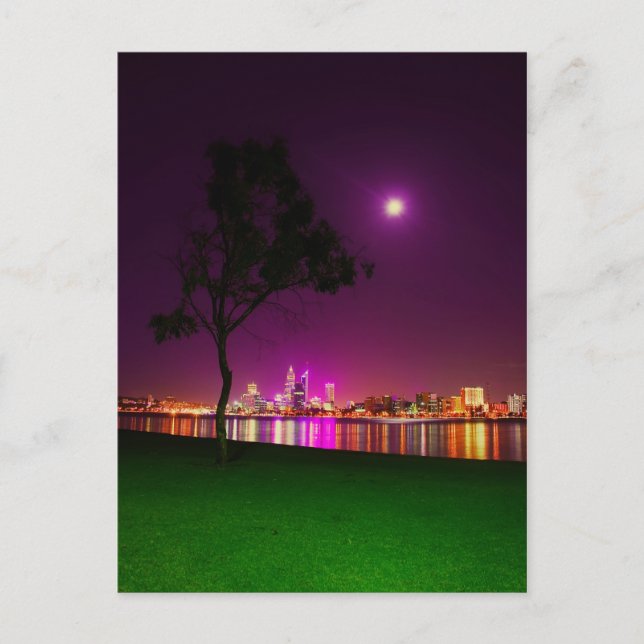 South Perth Foreshore Perth City Lights Skyline Postcard (Front)