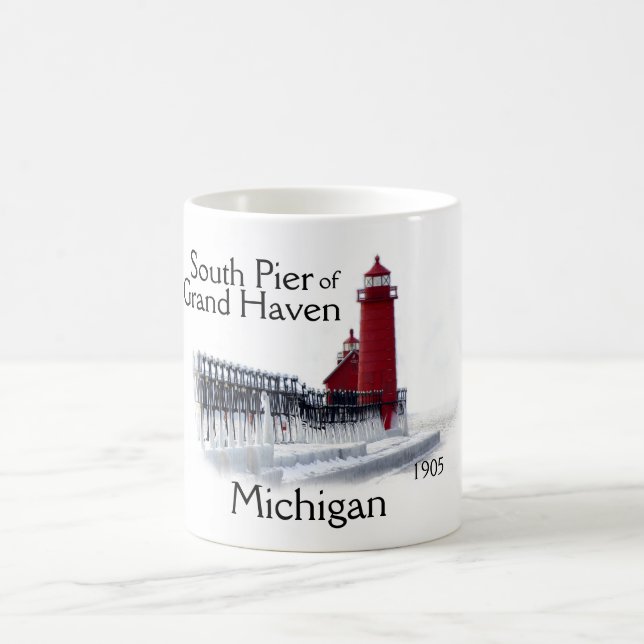 SOUTH PIER of GRAND HAVEN, MI Coffee Mug (Center)