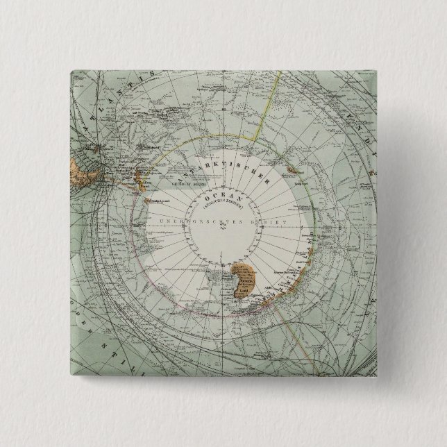 South Polar Region Map 15 Cm Square Badge (Front)
