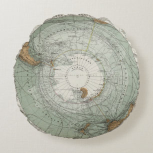 South Polar Region Map Round Cushion