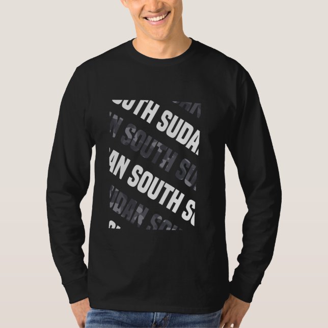 South Sudan Camo Pattern Grey Camouflage T-Shirt (Front)