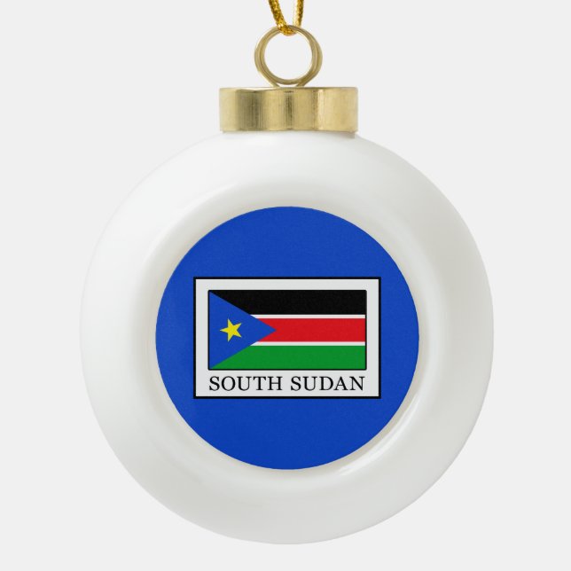 South Sudan Ceramic Ball Christmas Ornament (Front)