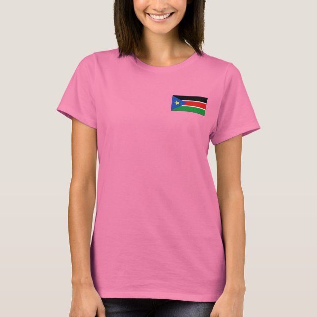 South Sudan Flag and Map dk T-Shirt (Front)
