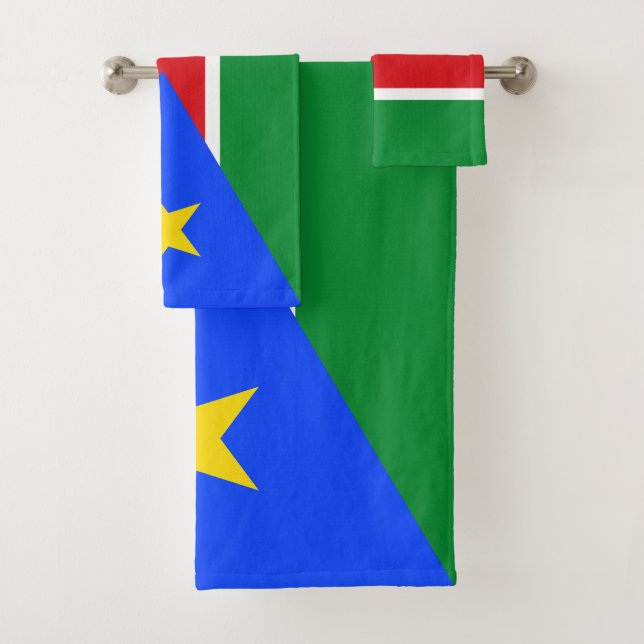 South Sudan Flag Bath Towel Set (Insitu)