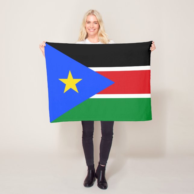 South Sudan Flag Fleece Blanket (In Situ)
