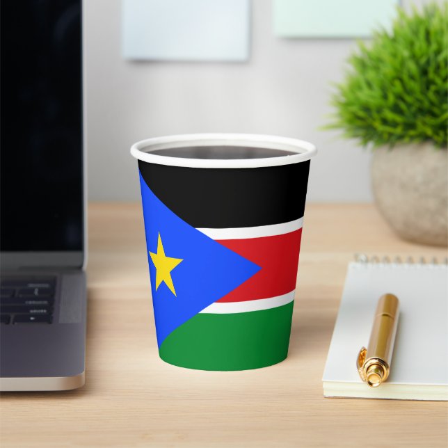 South Sudan Flag Paper Cups (Insitu)