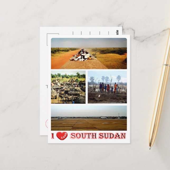 South Sudan - I Love - Postcard (Front/Back In Situ)
