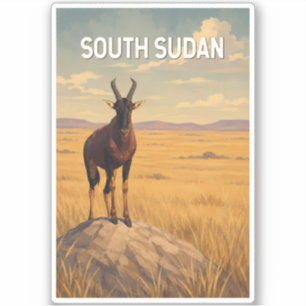 South Sudan Illustration Travel Art Vintage