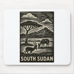 South Sudan Linocut Style Oversized Mouse Pad