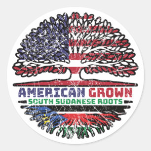 South Sudan South Sudanese American USA Tree Roots Classic Round Sticker