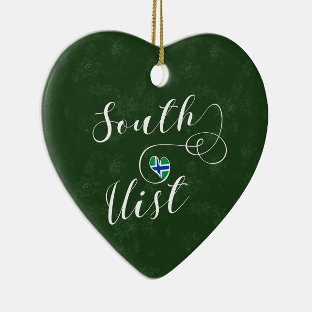 South Uist Flag Heart, Outer Hebrides Ceramic Tree Decoration (Right)