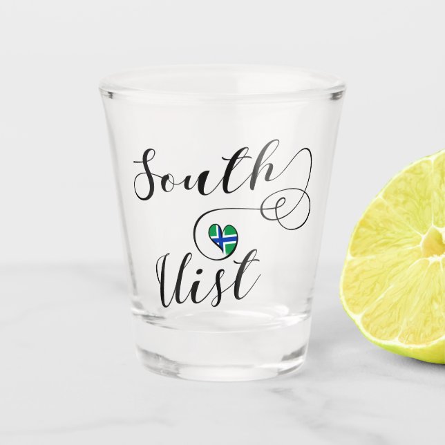 South Uist Flag Heart, Outer Hebrides Shot Glass (Front)