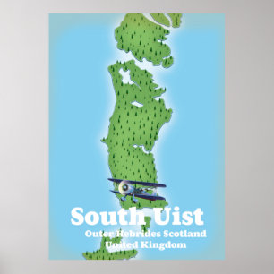 South Uist Outer Hebrides Scotland map Poster