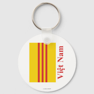 South Vietnam Flag with Name in Vietnamese Key Ring