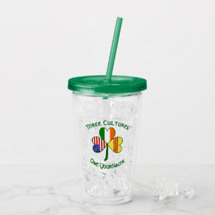 South Vietnam Ireland USA Shamrock Flag Personal Acrylic Tumbler