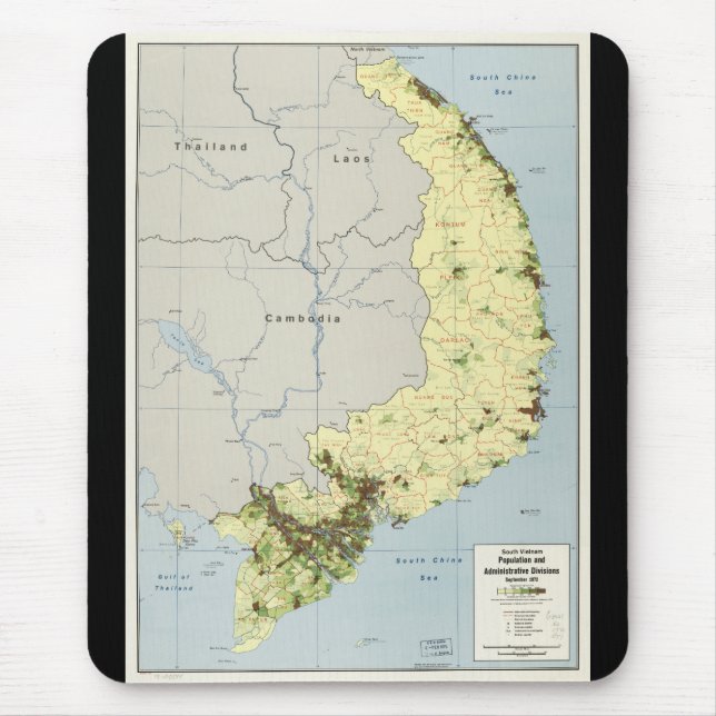 South Vietnam Map September 1972 Mouse Pad (Front)