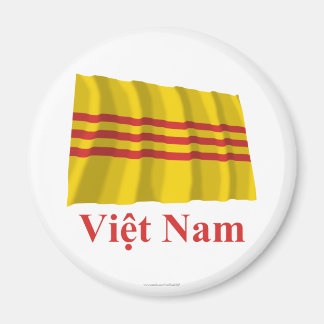 South Vietnam Waving Flag with Name in Vietnamese Magnet
